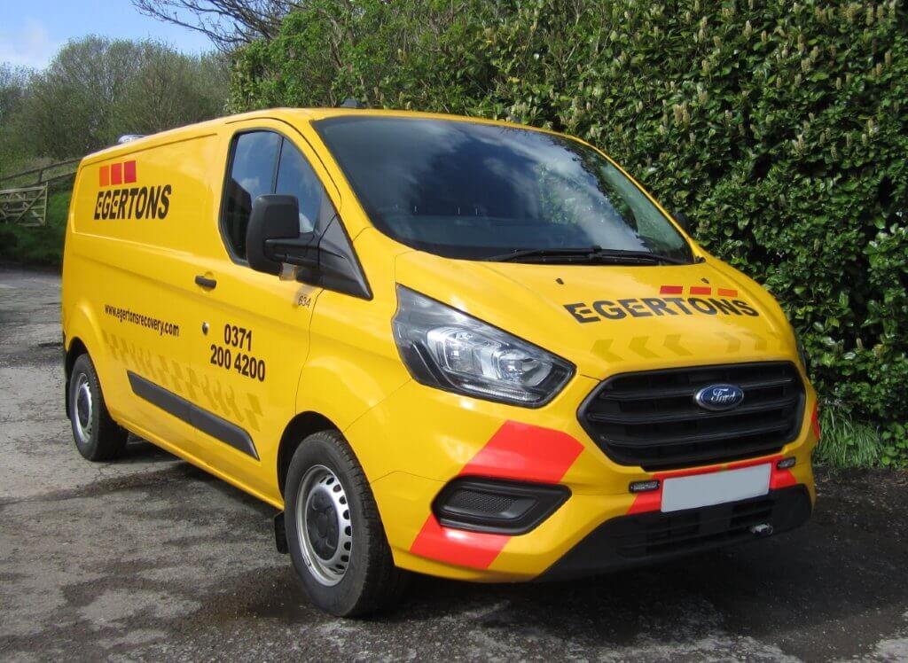 Egertons yellow roadside repair van.